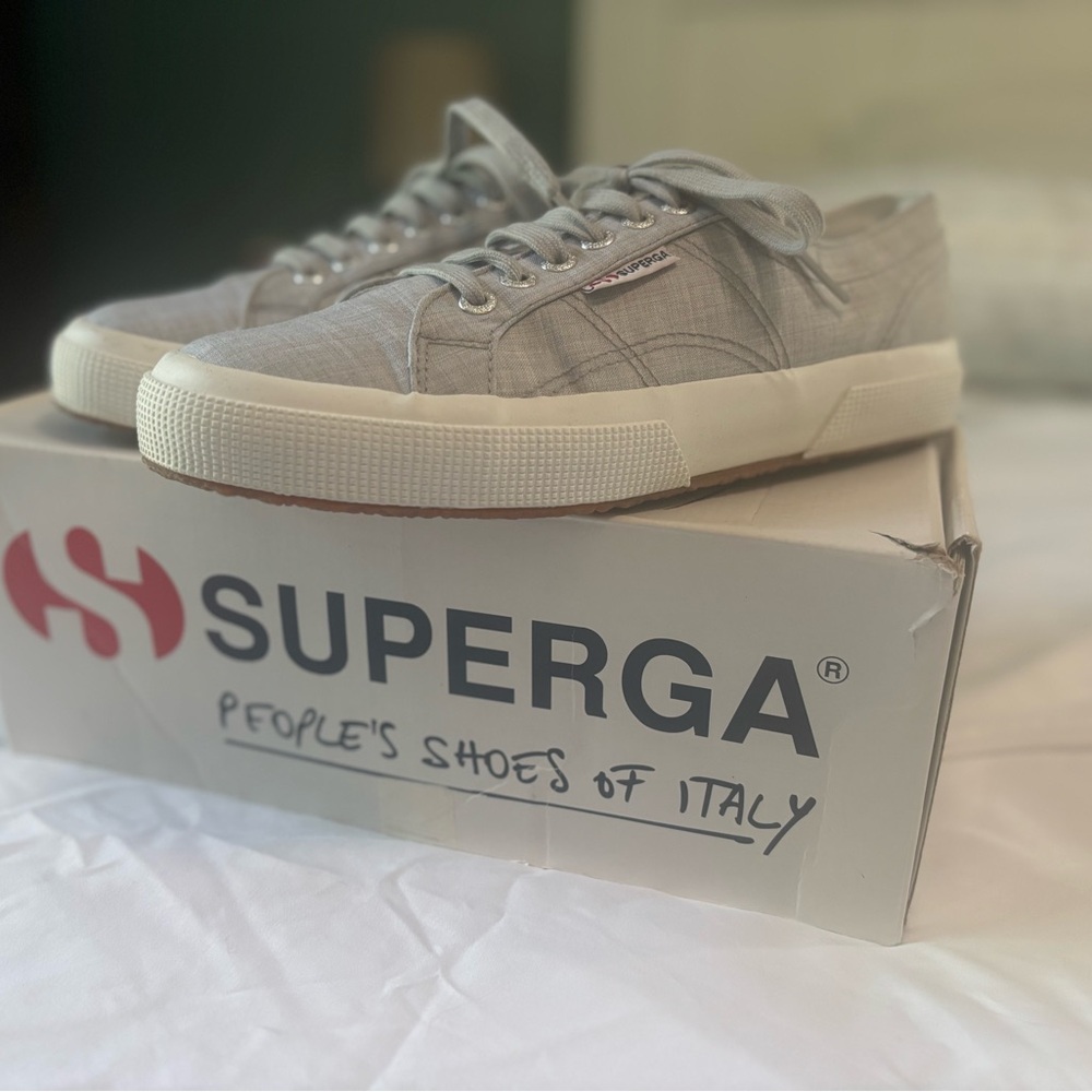 Superga Gray Sneakers Classic Canvas Low-Top - Like New